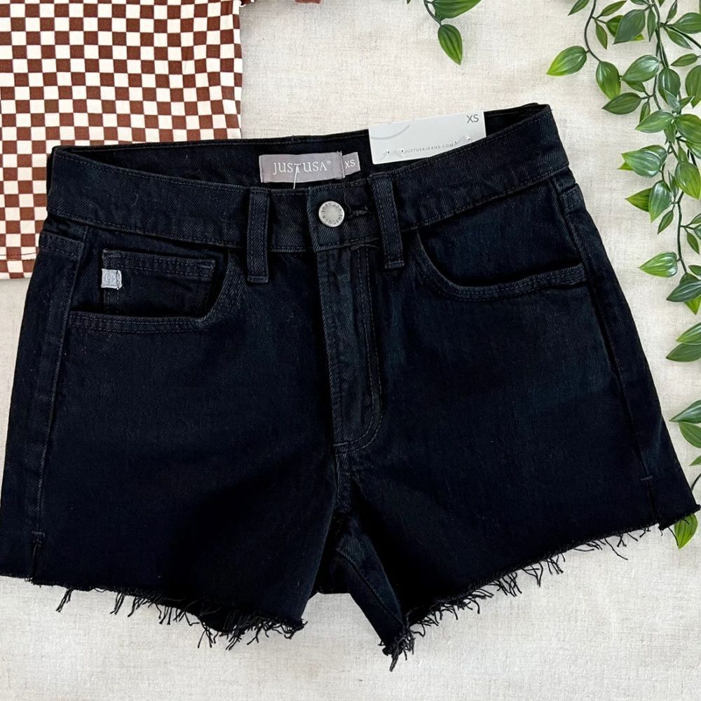 Just USA Fray Hem High Rise Shorts Black Size 7 NWT STITCH FIX
